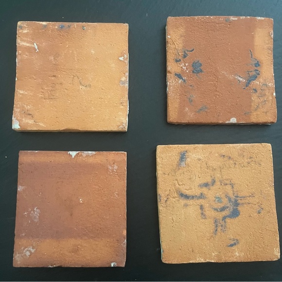 Mexican Hand Painted Terra-Cotta Talavera Vintage Tiles Set of 4 - Picture 14 of 15